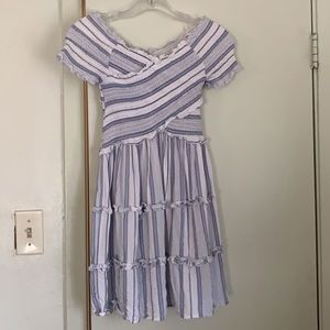 🐠2 for $16 Blue and White off the shoulder Dress